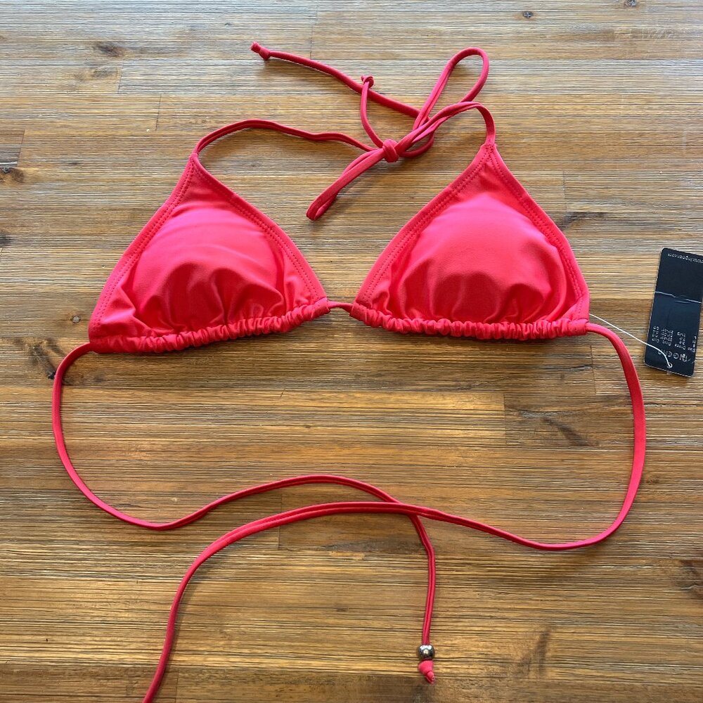 Ingear Triangle string bikini top with‎ removable padding neon pink sz small NWT
